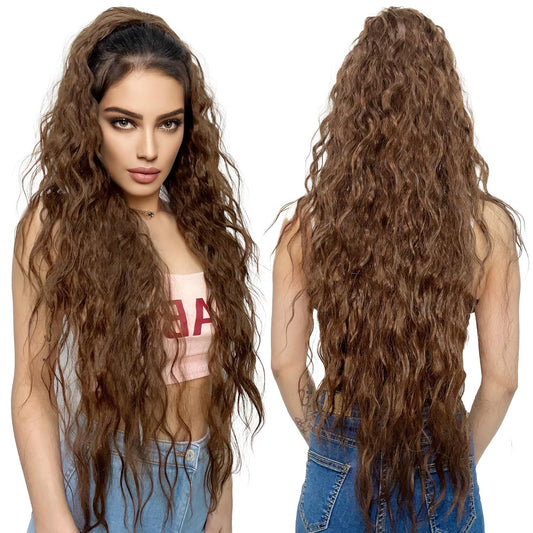 Ponytail Extension, 34" Long Wavy Drawstring Ponytail Extensions