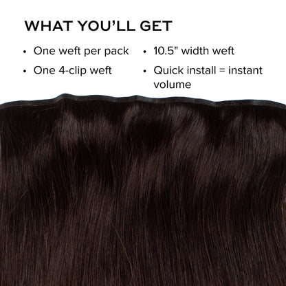 Silk Seam™ Volumizing Weft Clip-In, Dark Brown/Ash Brown