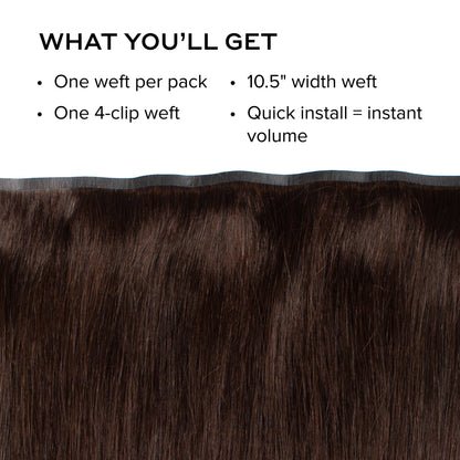 Silk Seam™ Volumizing Weft Clip-In, Mochachino Brown