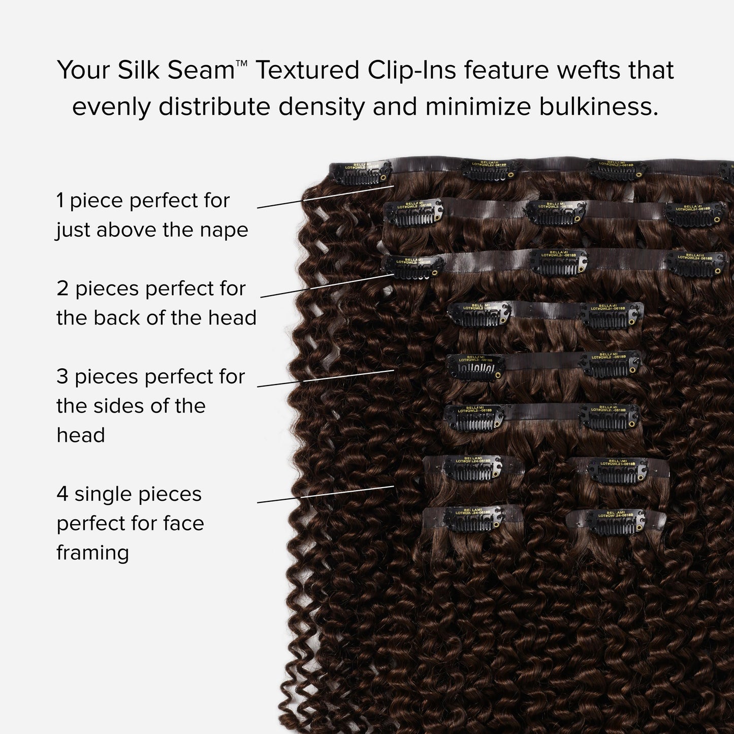 Silk Seam™ Textured Clip-In, Dark Brown/Ash Brown 3C