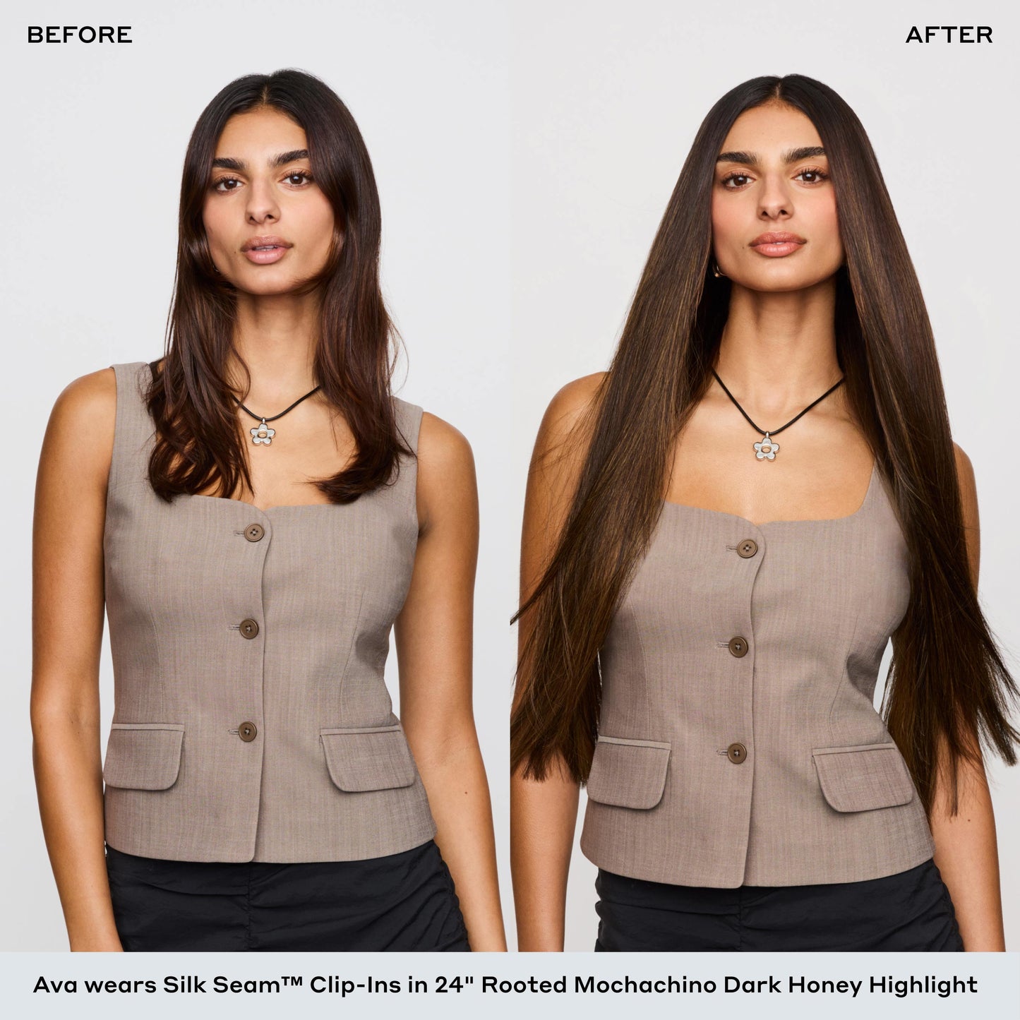 Silk Seam™ Volumizing Weft Clip-In, Dark Brown/Ash Brown