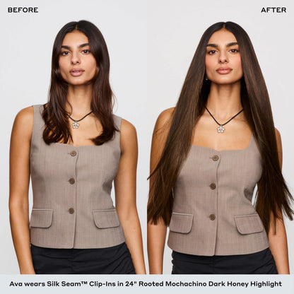 Silk Seam™ Volumizing Weft Clip-In, Dark Brown/Dirty Blonde