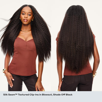 Silk Seam™ Textured Clip-In, Off Black/Almond Brown Blowout