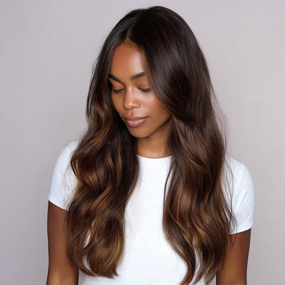Silk Seam™ Clip-In, Dark Honey Cocoa Highlight