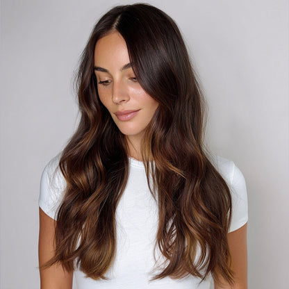 Silk Seam™ Clip-In, Dark Honey Cocoa Highlight